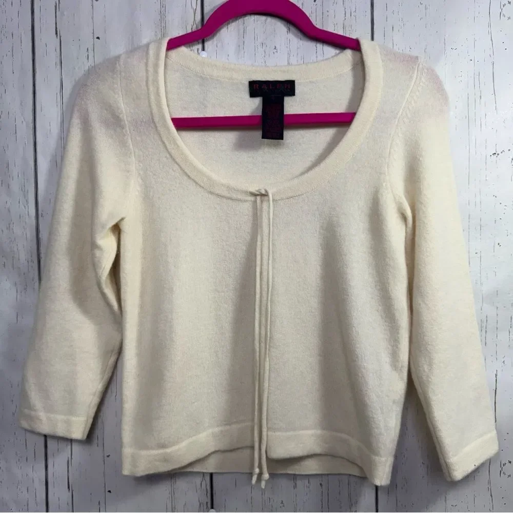 Ralph Lauren Cream Scoop Neck Knit Sweater